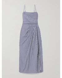 Adam Lippes - Cari Wrap-Effect Gathered Striped Cotton-Poplin Midi Dress - Lyst