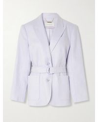 Zimmermann - Luna Belted Topstitched Linen Blazer - Lyst