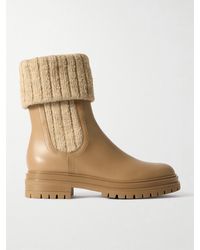 Gianvito Rossi - Tenney Leather And Ribbed-Knit Chelsea Boots - Lyst
