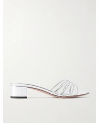 Aquazzura - Sensation 35 Embellished Metallic Leather Mule - Lyst