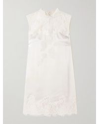 Doen - Valeria Scalloped Lace-Trimmed Silk-Satin Mini Dress - Lyst