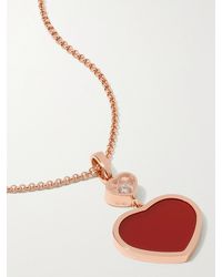 Chopard - Happy Hearts 18-Karat Rose, Carnelian And Diamond Necklace - Lyst