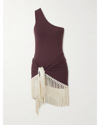 ‎Taller Marmo - Yacare One-Shoulder Swimsuit And Fringed Pareo Set - Lyst