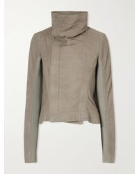 Rick Owens - Virgin Wool-Trimmed Suede Biker Jacket - Lyst