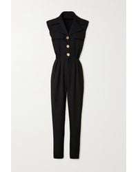 Balmain Button-embellished Grain De Poudre Wool Jumpsuit - Black
