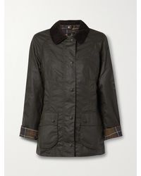 Barbour - Beadnell Corduroy-trimmed Waxed-cotton Jacket - Lyst