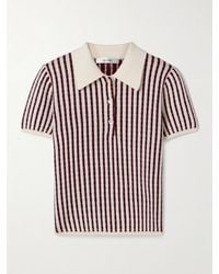 FRAME - Striped Cable-Knit Cashmere And Silk-Blend Polo Shirt - Lyst