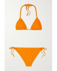 Fendi Triangel-bikini Mit Neckholder Und Prägungen - Orange