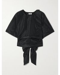 STAUD - Michelina Tie-Detailed Taffeta Top - Lyst