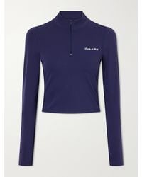 Sporty & Rich - Logo-Appliquéd Cropped Stretch-Jersey Half-Zip Jacket - Lyst