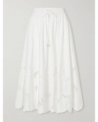 Zimmermann - Mahon Embroidered Cotton Midi Skirt - Lyst