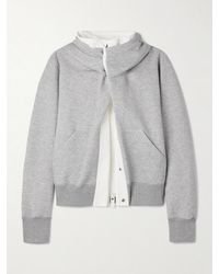 Sacai - Paneled Cotton-Canvas And Cotton-Blend Jersey Hoodie - Lyst