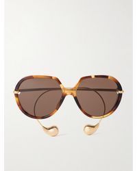 Bottega Veneta - Drop Round-Frame Tortoiseshell Acetate And-Tone Sunglasses - Lyst