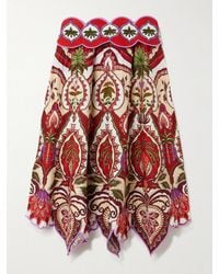 FARM Rio - Odara Scalloped Printed Linen-Blend Midi Skirt - Lyst