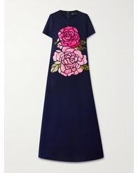 Oscar de la Renta - Appliquéd Wool-Blend Gown - Lyst