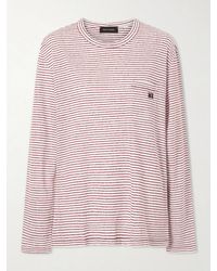 Wales Bonner - Hour Embroidered Striped Linen And Cotton-Blend T-Shirt - Lyst