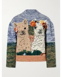Stella McCartney - Mélange Knitted Embroidered Wool Sweater - Lyst