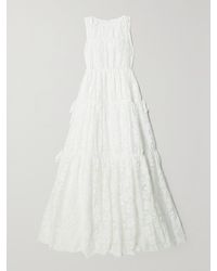 Erdem - Isla Tie-Detailed Tiered Cotton-Blend Lace Gown - Lyst
