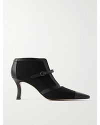 Manolo Blahnik - Bermion 70 Leather-Trimmed Wool Pumps - Lyst