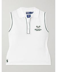 Polo Ralph Lauren - Wimbledon Embroidered Cotton-Blend Piqué Polo Top - Lyst