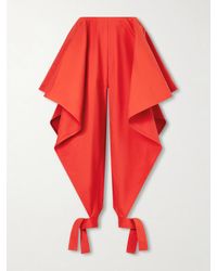 Alaïa - Paneled Ruffled Cotton-Gabardine Wide-Leg Pants - Lyst