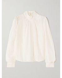 Thierry Colson - Teresa Bluse Aus Voile Aus Einer Baumwoll-Seidenmischung Mit Stehkragen Und Biesen - Lyst