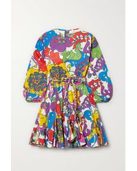 RHODE - Ella Belted Printed Cotton-voile Mini Dress - Lyst