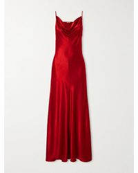 FFORME - Emi Draped Hammered-Satin Maxi Dress - Lyst