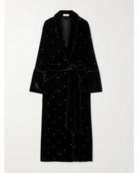 Olivia Von Halle - Capability Sommermantel Aus Samt Mit Kristallen Und Bindegürtel - Lyst