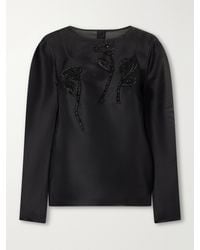 Carolina Herrera - Sequin-Embellished Embroidered Silk-Organza Blouse - Lyst