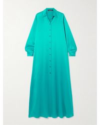 Dolce & Gabbana - Maxi-Hemdblusenkleid Aus Seidensatin - Lyst