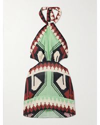 Johanna Ortiz - Tide Strength Rückenfreies Neckholder-Minikleid Aus Bedrucktem Leinen - Lyst