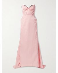 McQueen - Strapless Crystal-Embellished Taffeta Gown - Lyst