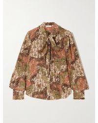 Ulla Johnson - Vedra Pussy-Bow Printed Silk Crepe De Chine Blouse - Lyst