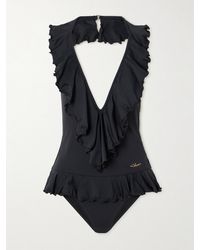Chloé - Neckholder-Badeanzug Mit Volants Und Verzierung - Lyst