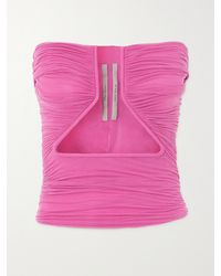 Rick Owens - Prong Strapless Ruched Cutout Stretch-Jersey Top - Lyst