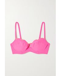 Agent Provocateur Lorna Scalloped Embroidered Neon Underwired Bikini Top - Pink