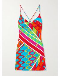 Emilio Pucci - Draped Printed Satin-Jersey Mini Dress - Lyst