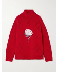 BERNADETTE - Pull À Col Roulé Oversize En Laine Mélangée Intarsia À Mailles Pointelle Sharon - Lyst