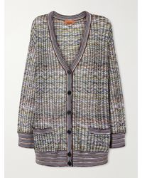 Missoni - Striped Metallic Crochet-Knit Cardigan - Lyst