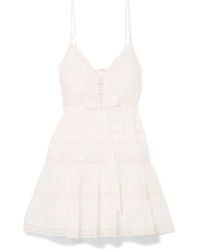 Zimmermann Honour Tiered Lace-trimmed Swiss-dot Cotton-voile Mini Dress - White