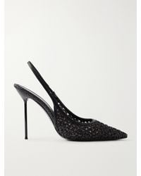 Paris Texas - Lidia 105 Leather-Trimmed Straw Slingback Pumps - Lyst