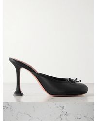 AMINA MUADDI - Lila Mules Aus Satin Mit Ripsbandbesatz - Lyst