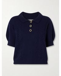 Alessandra Rich - Open-Knit Wool Polo Shirt - Lyst