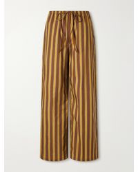 STAUD - Mateo Striped Stretch Cotton-Gabardine Mid-Rise Wide-Leg Pants - Lyst