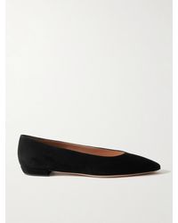 Gianvito Rossi - Amelia Suede Point-Toe Flats - Lyst