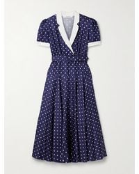 Rodarte - Midikleid Aus Seiden-Twill Mit Polka-Dots, Crêpe-De-Chine-Besätzen Und Gürtel - Lyst