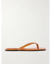 TOTEME - Croc-Effect Leather Flip Flops - Lyst