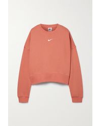 Nike Sportswear Essentials Oversized Cropped Cotton-blend Jersey Sweatshirt - Orange