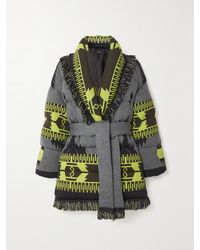 Alanui - Icon Belted Fringed Quilted Wool-Jacquard Down Jacket - Lyst